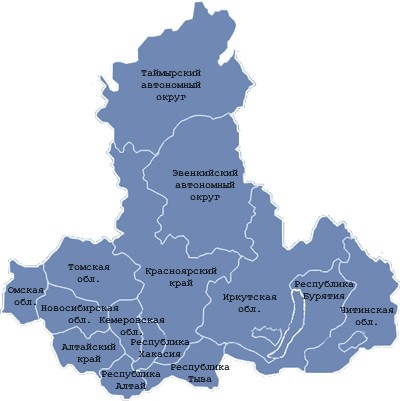 Карта Сибирского федерального округа